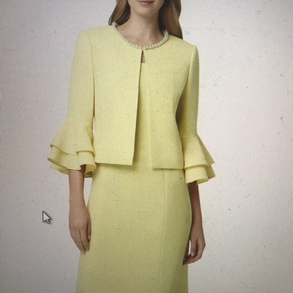 Tahari Asl Ruffled Sleeve Jacket Dress 